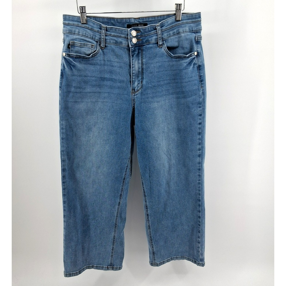 Judy Blue‎ Wide Crop Blue Jean Womens Sz 15/32 High Waisted Light Wash Wide Leg
